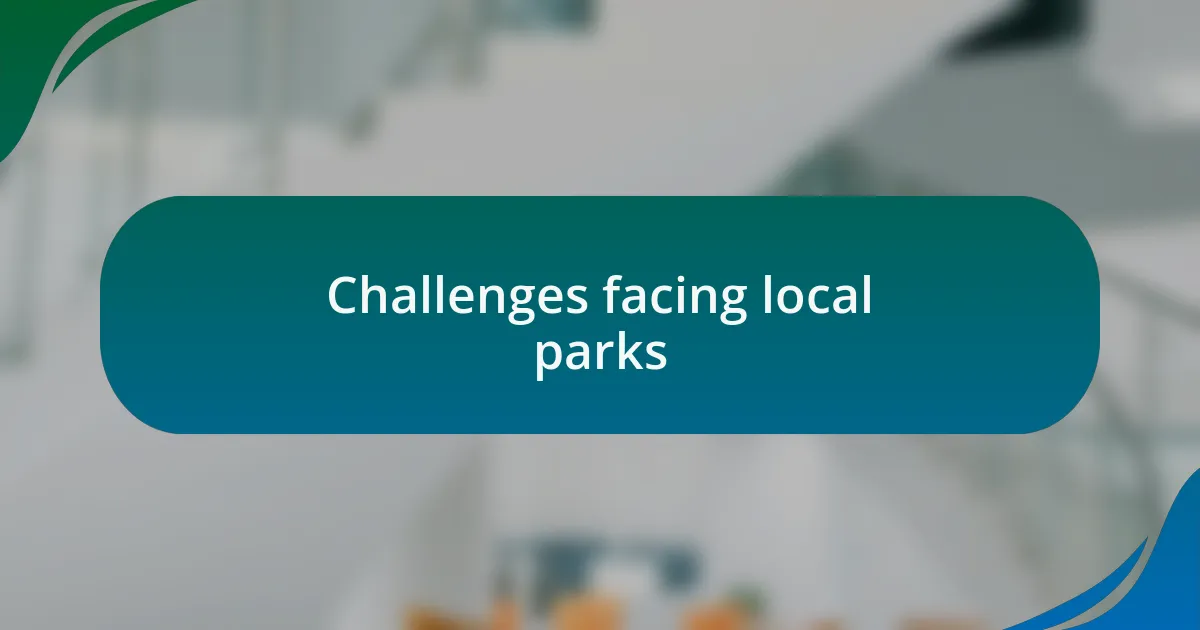 Challenges facing local parks