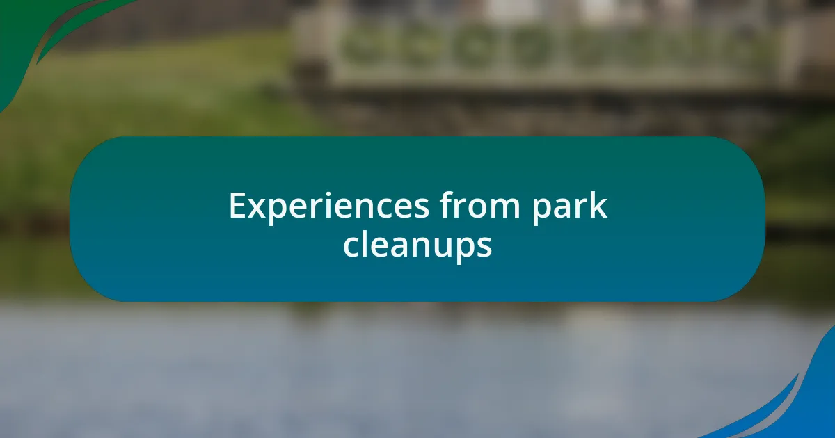 Experiences from park cleanups