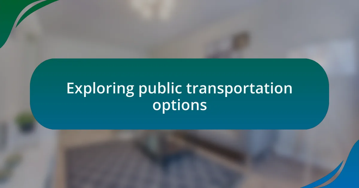 Exploring public transportation options