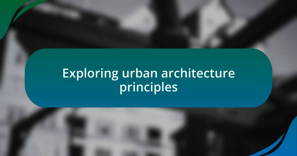 Exploring urban architecture principles