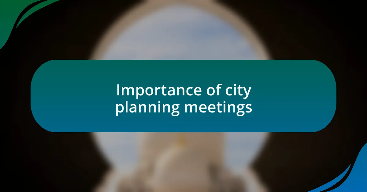 Importance of city planning meetings