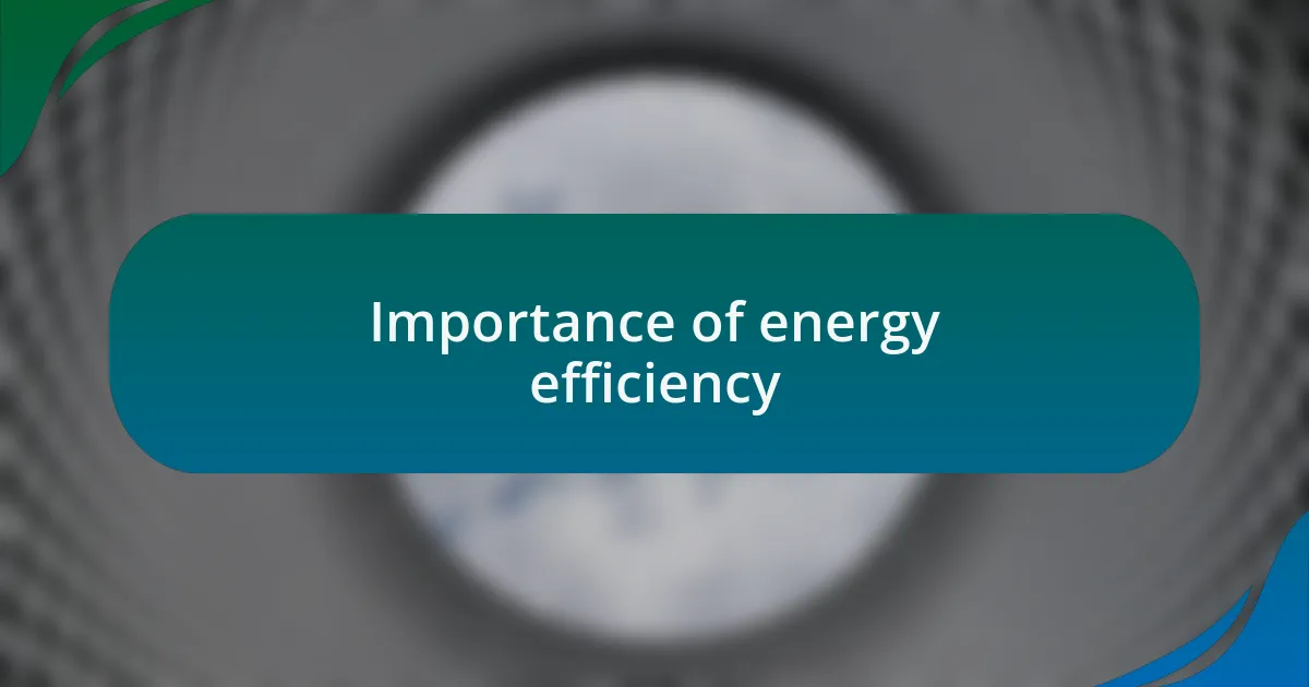 Importance of energy efficiency
