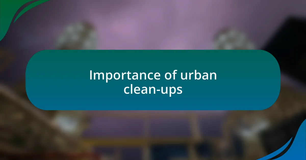 Importance of urban clean-ups