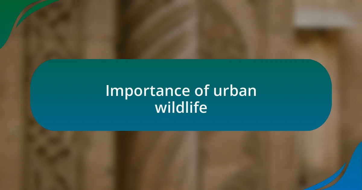 Importance of urban wildlife