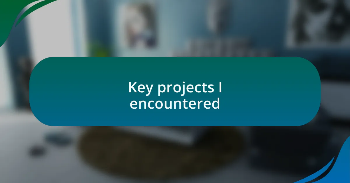 Key projects I encountered