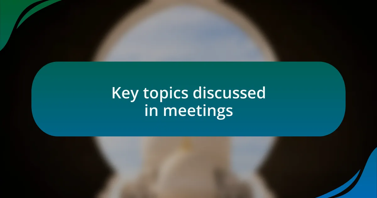 Key topics discussed in meetings