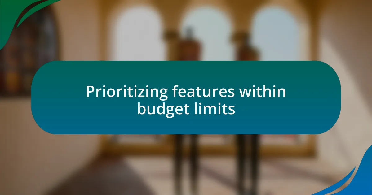 Prioritizing features within budget limits