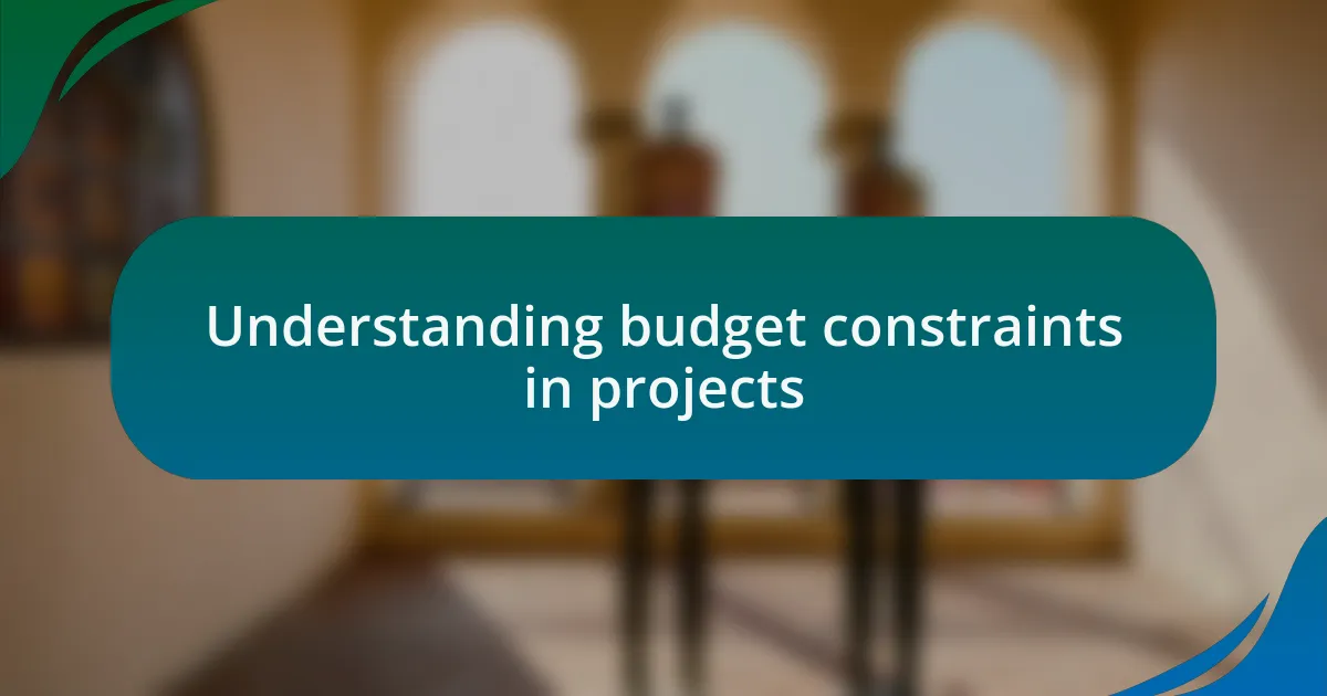 Understanding budget constraints in projects