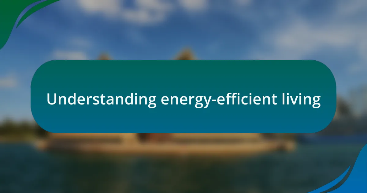 Understanding energy-efficient living