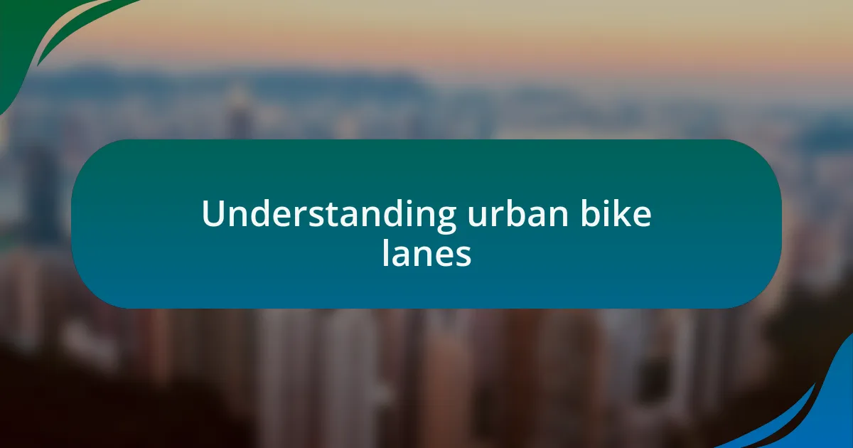 Understanding urban bike lanes