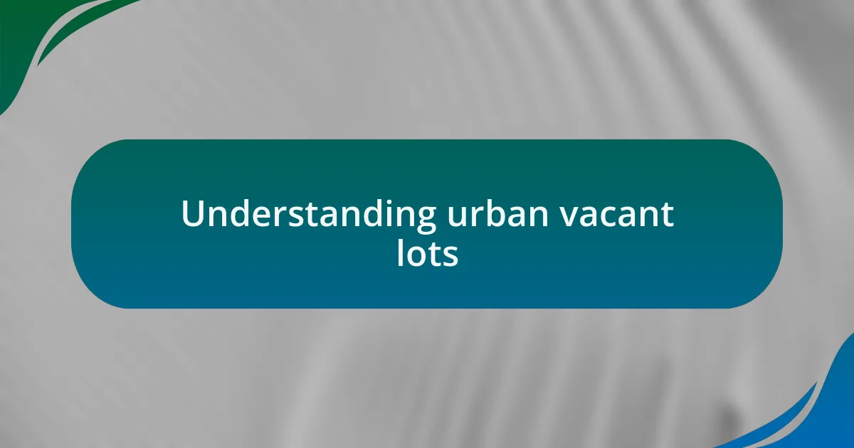 Understanding urban vacant lots